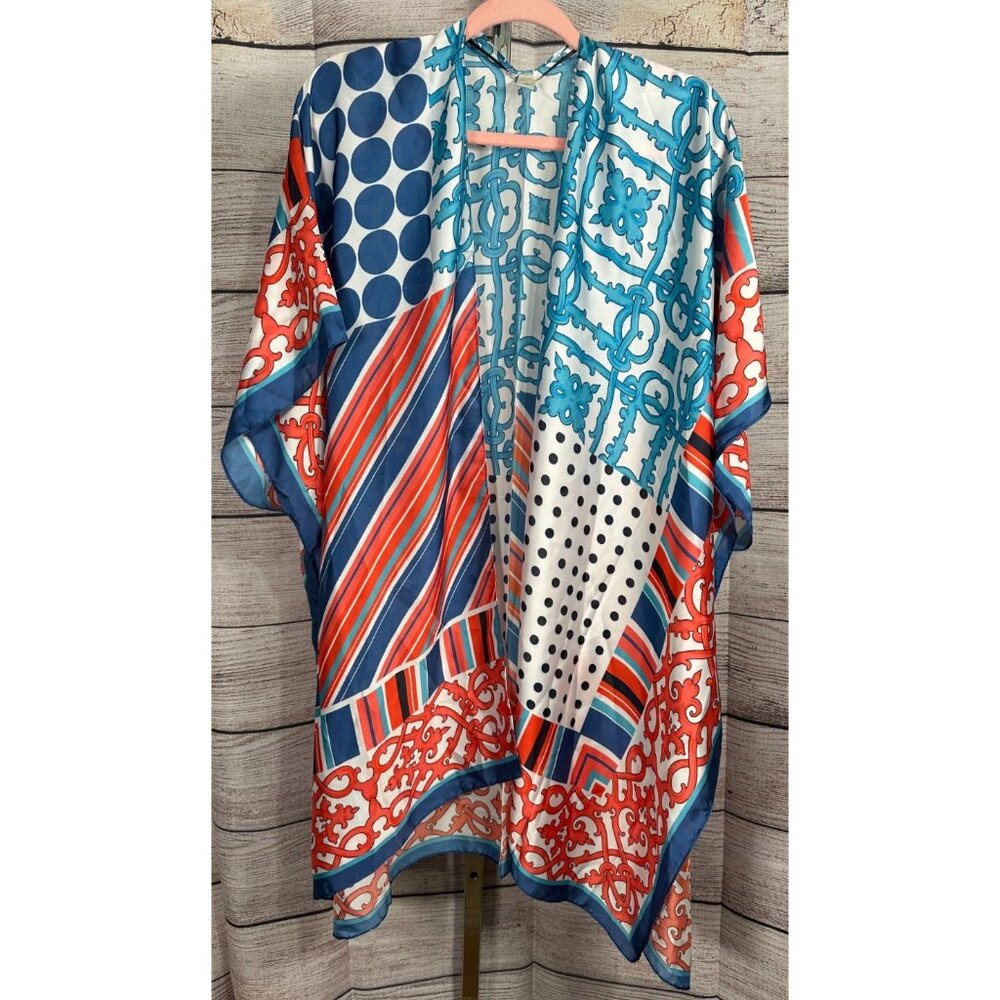 Cato Floral Americana Kimono Red White Blue One Size NWOT